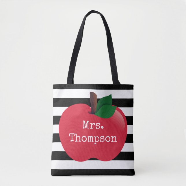 Personalised Striped Tote for Teachers Bag (Front)