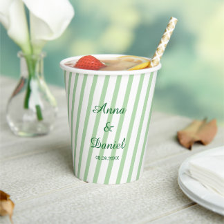 Personalised Striped Wedding Bachelorette Party Paper Cups