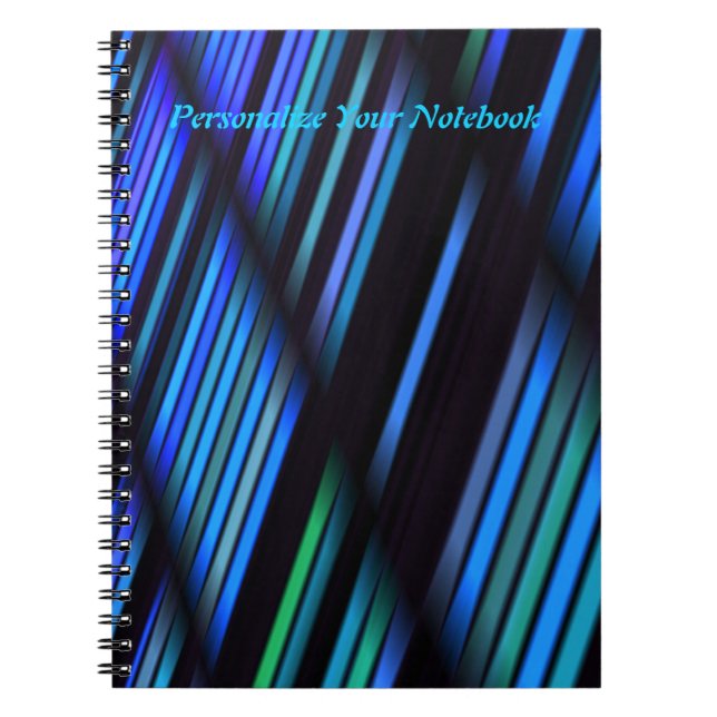 Personalised Stripes and Shadows in Blue Notebook (Front)