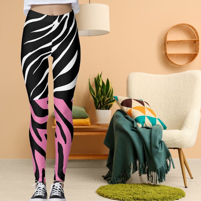 Personalised Stripes Big Cat Print Wild Animal Fun Leggings (Creator Uploaded)