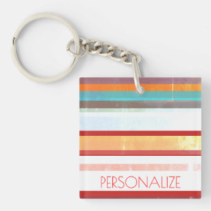 Personalised Stripes Key Ring