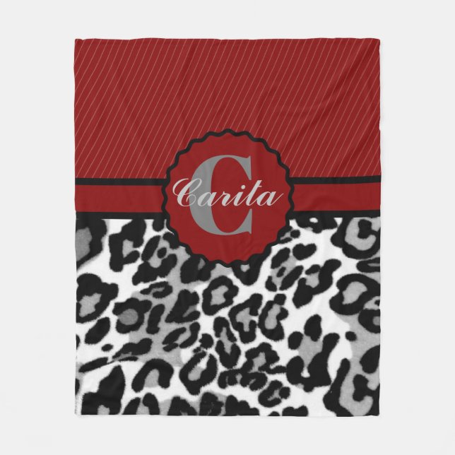Personalised Stripes & Leopard Fleece Blanket (Front)