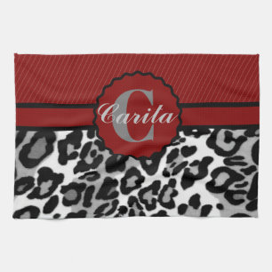 Personalised Stripes & Leopard Kitchen Towels