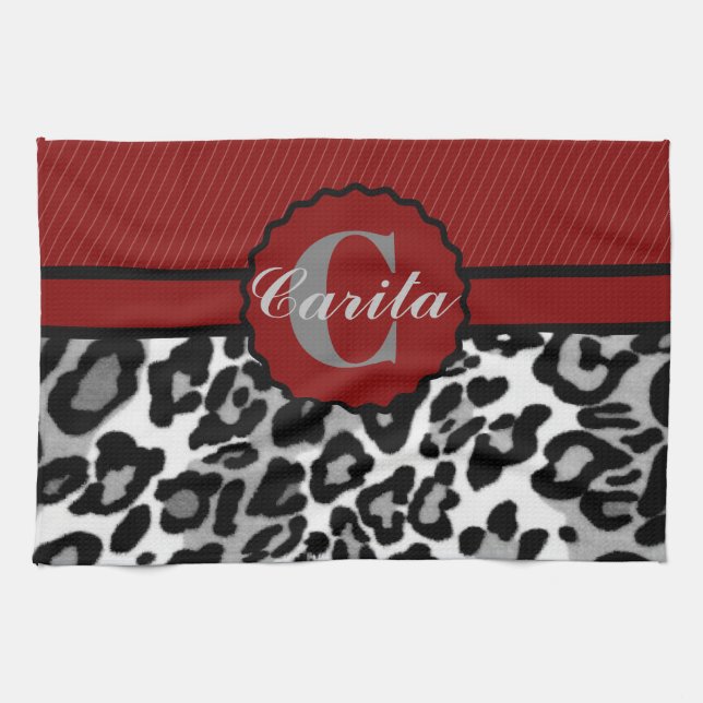 Personalised Stripes & Leopard Kitchen Towels (Horizontal)
