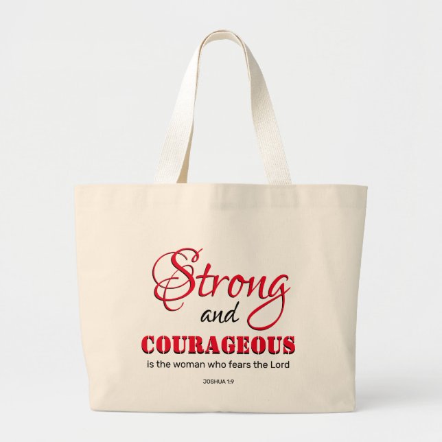 Personalised STRONG AND COURAGEOUS Christian Large Tote Bag (Front)