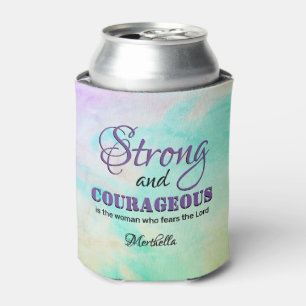 Personalised STRONG COURAGEOUS WOMAN Custom AQUA Can Cooler