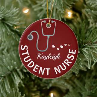 Personalised Student Nurse- stethoscope Ceramic Tree Decoration