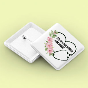 Personalised Student-Registered-Veteran Nurse Name 15 Cm Square Badge