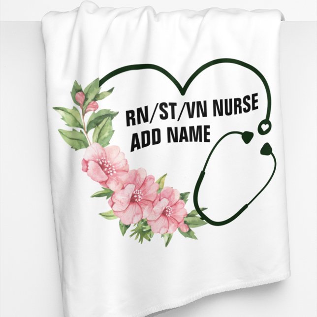 Personalised Student-Registered-Veteran Nurse Name Fleece Blanket (Creator Uploaded)