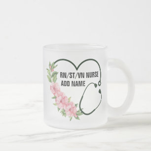 Personalised Student-Registered-Veteran Nurse Name Frosted Glass Coffee Mug