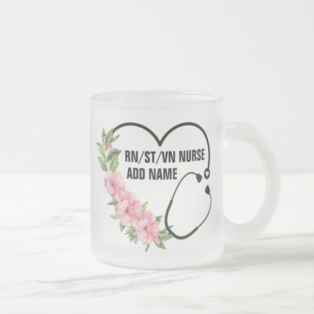 Personalised Student-Registered-Veteran Nurse Name Frosted Glass Coffee Mug (Right)
