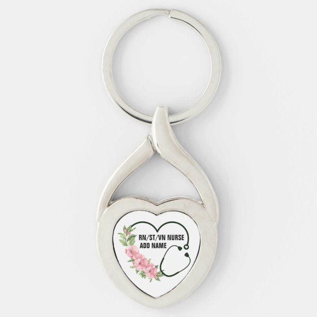 Personalised Student-Registered-Veteran Nurse Name Key Ring (Front)
