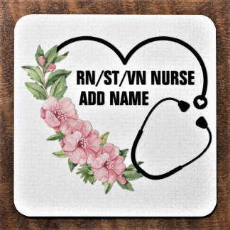 Personalised Student-Registered-Veteran Nurse Name Square Paper Coaster