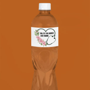 Personalised Student-Registered-Veteran Nurse Name Water Bottle Label