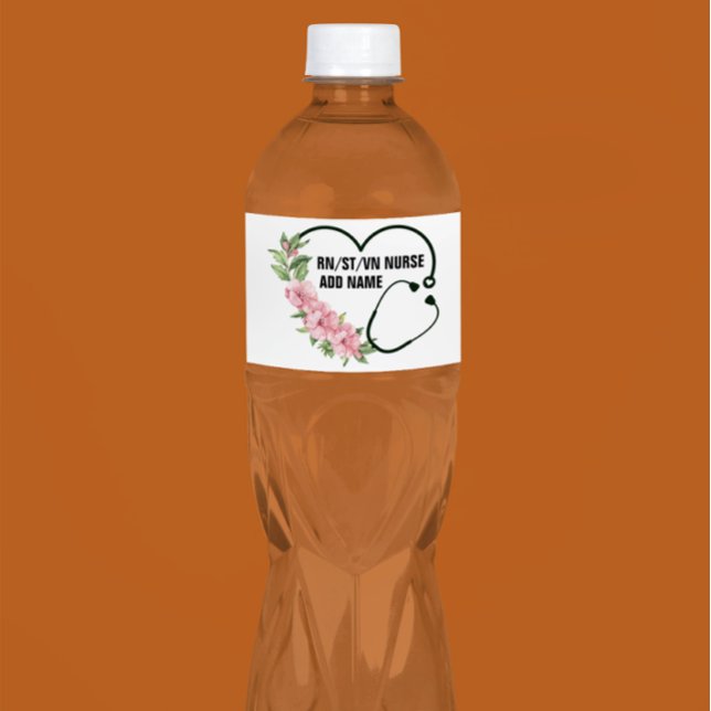 Personalised Student-Registered-Veteran Nurse Name Water Bottle Label (Creator Uploaded)