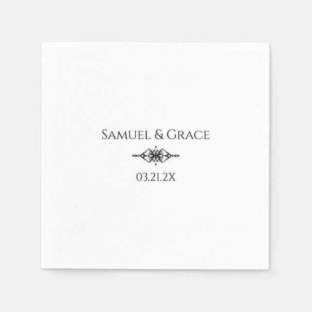 Personalised Stylish 60th Diamond Anniversary Napkin (Front)