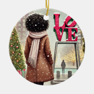 Personalised Stylish Black Woman at LOVE Philly Ceramic Tree Decoration