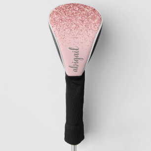 Personalised Stylish Blush Pink Glitter Golf Head Cover