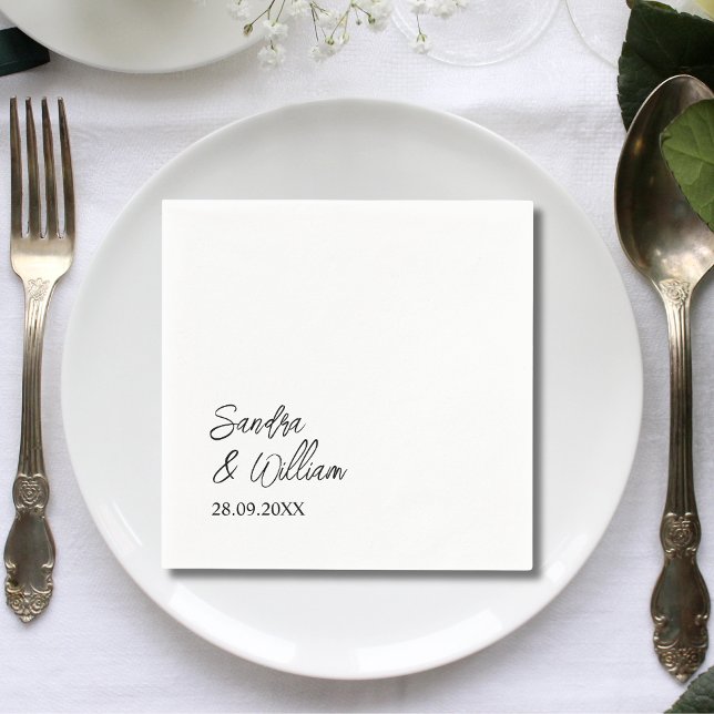 Personalised Stylish Calligraphy Flourish Wedding Napkin (Creator Uploaded)