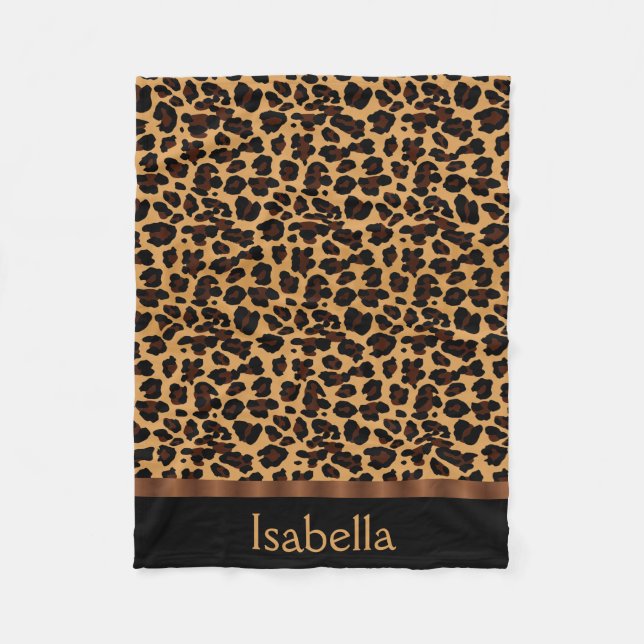 Personalised Stylish Chic Animal Leopard Print Fleece Blanket (Front)