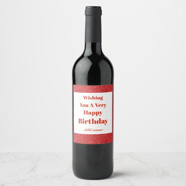 Personalised stylish happy birthday bottle label (Front)
