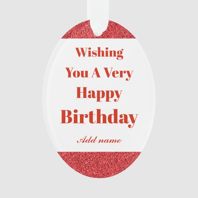 Personalised stylish happy birthday ornament (Front)