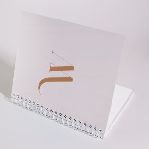 Personalised Stylish Initial Name Beige & Brown Notebook