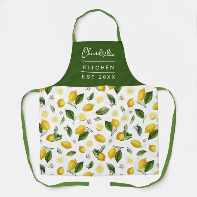 Personalised Stylish Lemon Pattern Apron (Front)