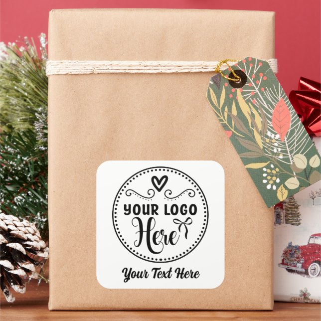 Personalised Stylish Logo Modern Custom Brand  Square Sticker (Holiday)