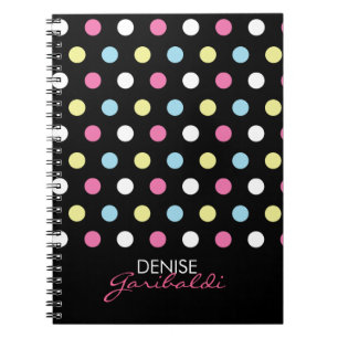 Personalised Stylish Modern Neon Polka Dots Notebook