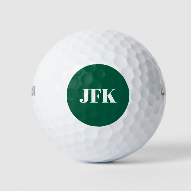 Personalised Stylish monogram green Golf Balls (Front)