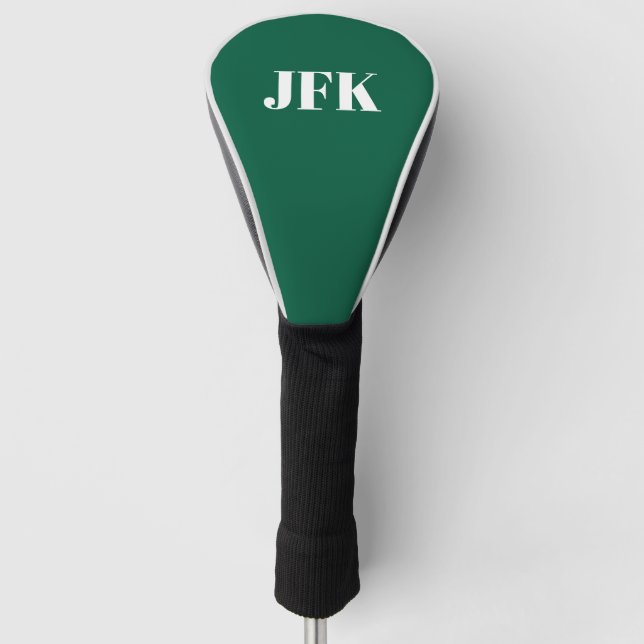 Personalised Stylish monogram green Golf Head Cover (Front)