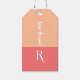 Personalised Stylish Monogram Name Peach Gift Tags