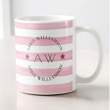 personalised stylish monogram pink stripes