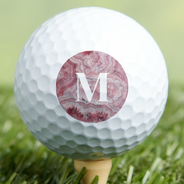 Personalised Stylish Pink Monogram Golf Balls (Personalized Stylish Pink Initial Monogram Golf Balls)