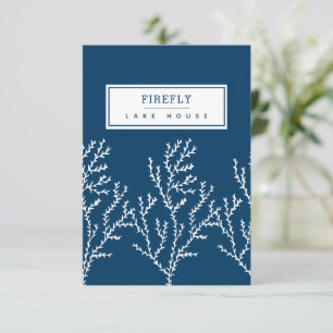 Personalised, Stylish Seaweed Pattern Teal Blue Thank You Card