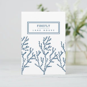 Personalised, Stylish Seaweed Pattern Teal Blue Thank You Card