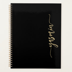 Personalised Stylish Signature Black Gold Planner