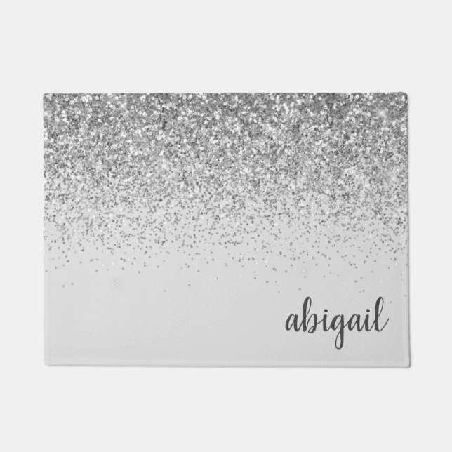 Personalised Stylish Silver Modern Monogram Name Doormat (Front)