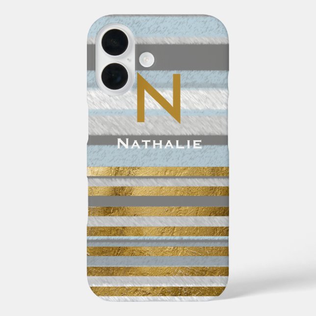 personalised stylish stripes & monogram Case-Mate iPhone case (Back)