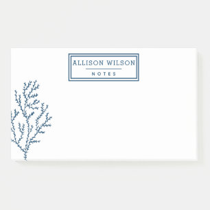 Personalised, Stylish Teal Blue Seaweed Post-it Notes