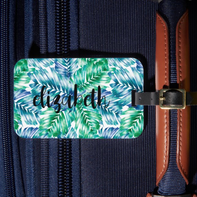 Personalised Stylish Tropical Luggage Tag (Front Insitu 4)