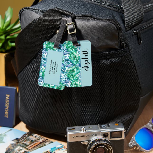 Personalised Stylish Tropical Luggage Tag (Front & Back)