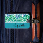 Personalised Stylish Tropical Luggage Tag<br><div class="desc">A turquoise, green and white tropical palm tree frond design, this luggage tag is personalised with your first name in a chic handwritten script on the front and your details on the back. The perfect personal gift or accessory for any occasion! MATCHING suitcase and more in our travel collection.</div>