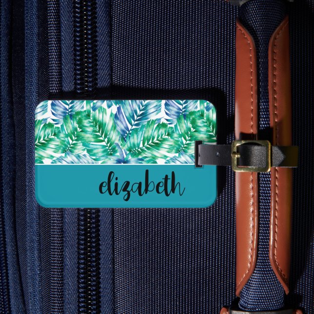 Personalised Stylish Tropical Luggage Tag (Front Insitu 4)