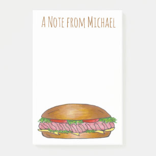 Personalised Sub Submarine Sandwich Hoagie Post It Post-it Notes
