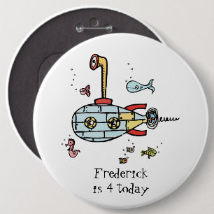 Personalised Submarine Under Water Button Badge