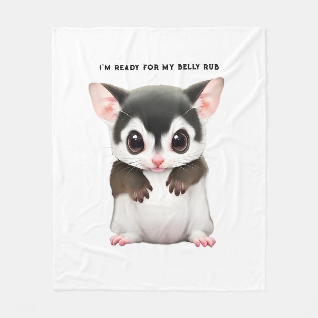 Personalised Sugar Glider Belly Rub cute quote  Fleece Blanket (Front)