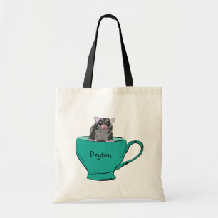 Personalised Sugar Glider in a Green Teacup Tote Bag