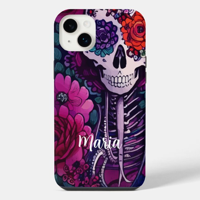 Personalised Sugar Skull Dia de los Muertes iPhone Case (Back)